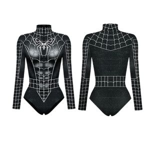 Spider ผู้หญิงชุดว่ายน้ําชุดว่ายน้ํา Spiderman เครื่องแต่งกายชุดว่ายน้ําผู้หญิง One-piece ชุดว่ายน้ํา Jumpsuit Spider-Man COSPLAY Bodysuit