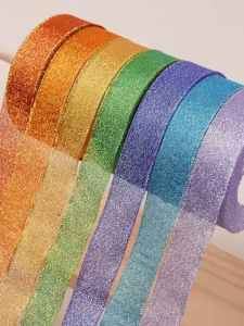 2.5cm Glitter Ribbon For WeddingFlowersBakingGift WrappingChristmas Decor Material (25Yards/roll)