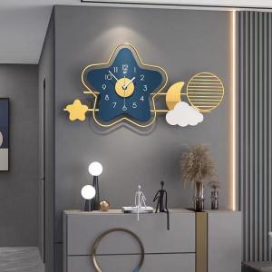 Nordic Series Art Star Wall Clock Minimalist Home Living Room Simple and Fashion Retro Creative Vintage Clock Decorations
