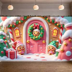 Christmas Gingerbread House Door Frame Banner Indoor Outdoor Holiday Decoration Party Decorations Festive 2026 Christmas Signage