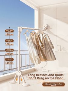 WEILAISHI | Easy Install Foldable Extendable Invisible Floor Standing Clothes Drying Rack
