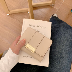 Stylish refined Compact Foldable Card case Short Zippered Tri-Fold Clutch with multiple card slots to hold coins bank cards