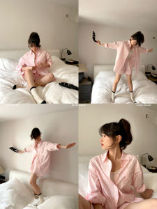 Loose Womens Casual Shirt Shorts Set High Waist Summer New Style Two-Piece Cotton Fashion Ensemble for Young Women