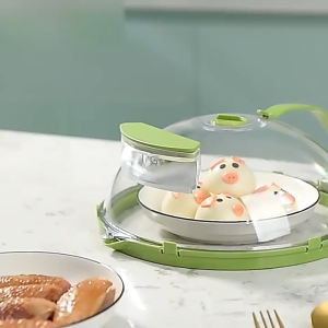 26cm Microwave Splash Heating Cover / High Temperature Resistant & Water Injection Clear Plate Covers