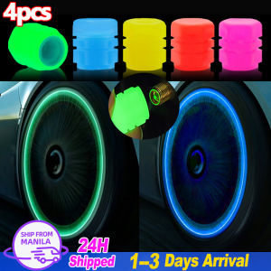 4PCS Universal Fluorescent Green Tires Air Stem Valve Cap Car Motorcycle Bicycle Wheel Tire Valve Cap