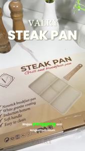VALRY STEAK GRILL PAN panci panggang valry anti lengket marble teflon fry pan gagang wooden silikon