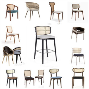 Chinese Style Minimalist Solid Wood Rattan Chair Cafe Hotel Homestay Rattan Armchair Retro High Chair Leisure Chair