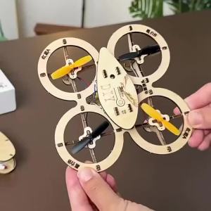 CONUSEA | Wooden RC Quadcopter DIY Assembly Kit 2.4G Remote Control Aircraft Stunt Flying Model Handmade Craft Toy Adult Christmas Gifts