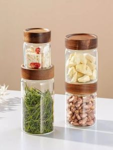 Food Grade Glass Tea Leaf Container Sealed Kitchen Storage Bottle for Nuts Dried Fruits Coffee Beans Moisture Proof Canister