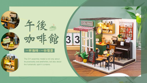 [HY] Set DIY Rumah Patung DIY Dollhouse Miniature Kit DIY Dollhouse Dust Cover Coffee House Cafe Valentine Birthday Gift DIY小屋咖啡馆咖啡店礼物生日礼物