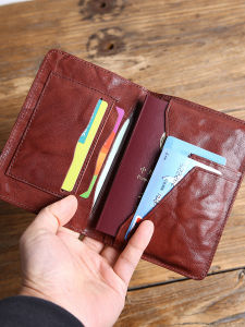 Retro Handmade Genuine Leather Passport Holder First Layer Leather Passport Holder Fancy Skeleton-Skin Document Package Travel Card Package