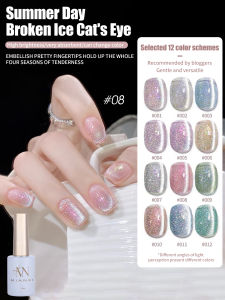 MIANEL Cat Eye Gel Nail Polish With Broken Ice Effect Diamond Crystal Shiny No Magnetic Stick IncludedSuitable For Nail Salon
