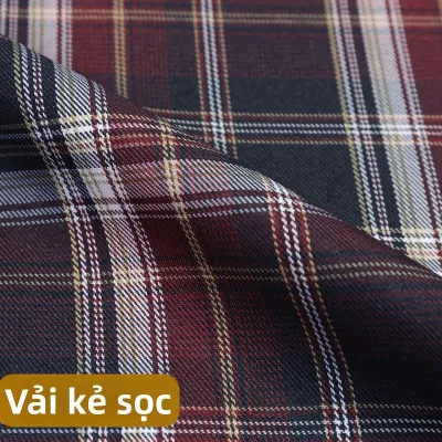 Vải Kẻ Caro DIY Vải Quần Áo Bằng Polyester Vải Xếp Ly Tóc Lớn Vải Váy Xếp Ly Cho Đồ Thủ Công Vải Vải Thô Vải Trang Phục