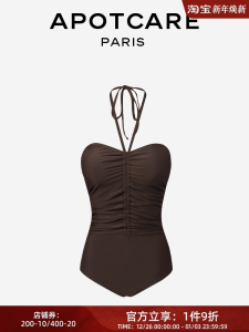 Apotcare New 2025 Conservatism One-piece Fashion Slimming Thermal Female Swimsuit Neck Hanging Casual Swimwear with Chest Pad No Steel Support