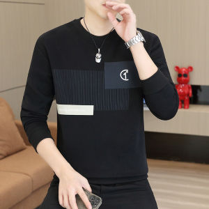 Áo Thun Nam Tay Dài Cổ Tròn Dáng Rộng Thời Trang Thường Ngày Mùa Xuân Thu Áo Phông Cotton Polyester in Họa Tiết Thời Trang