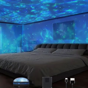 1pc Star Projector Galaxy Projector Water Ocean Wave Projector For Bedroom Night Light  Room Decor With 7-Colors Patterns