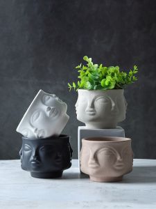 กระถางเซรามิกทรงกลมใบหน้ามนสำหรับตกแต่งบ้านสไตล์เรโทรหรูหราแบบยุโรป สไตล์ Scandinavian ขนาดเล็ก