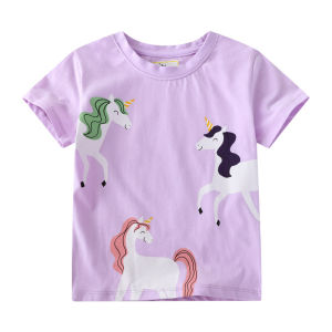 Jumping Meters 2-7T Fashion New Unicorn Girls T Shirts Summer Childrens Clothes Short Sleeve Kids Tees Tops Baby Costume Shirt