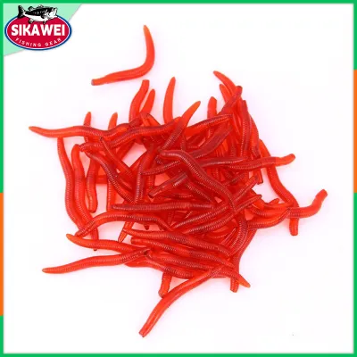 50 /100pcs Realistic Fishy Smell Red Worms Bait Soft Simulation Earthworm Carp Low Fishing Artificia