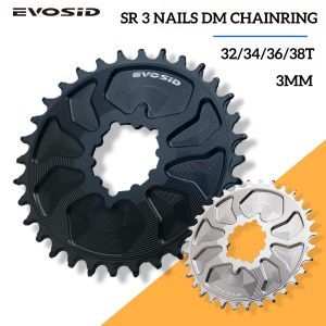 EVOSID MTB Bike Chainring 32/34/36/38T 3Nail Direct Mount Fully-Enclosed Chainwheel 3MM Offset Narrow Wide Chainring For SRAM DM