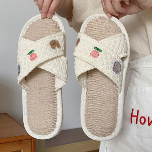 Thin Linen Slippers for Women All Year Round Neutral Non Slip Soft Bottom Comfortable Home Indoor Floor Sandals Spring & Fall