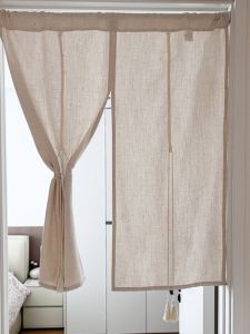 Rèm Cửa Vải Lanh Phong Cách Nhật Bản Cổ Điển Màu Be Rèm Cửa Phòng Ngủ Rèm Cửa Không Cần Khoan Rèm Cửa Che Chắn Phong Thủy