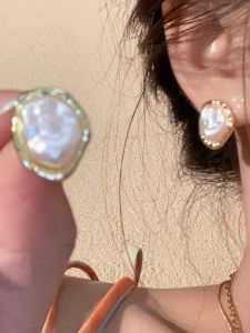 Romantic Baroque Pearl Earrings Womens Unique Ear Jewelry Fresh out Fashion Sensation Small Audience Design 2025 New Model