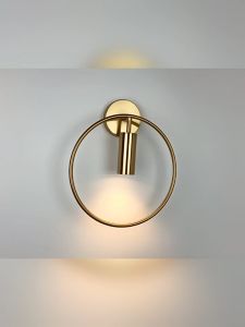Retail And Wholesale Bedroom Bedside Decoration Gold Black Sconce Lamp with Circle Nordic Creative Living Dining Hallway Aisle Entrance Hotel Personality Round LED Wall Light
