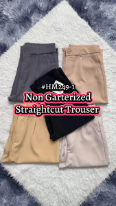 Lings Co Casual Non-Gartered Trousers for Women 25-32 | HM249-1 High Waist Straight Cut Pants with Pocket