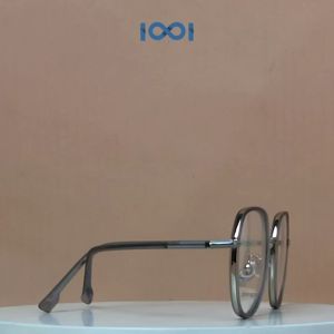 IOOI Eyewear - Kacamata Bulat Metal PC Lensa Anti Radiasi Bluecromic Photocromic Pria Wanita S11917