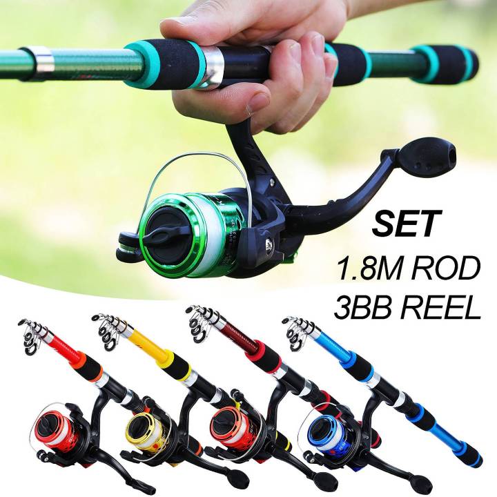 1.8M Fishing Rod Reel Sets 5.2:1 Gear Ratio Spinning Reels Glass