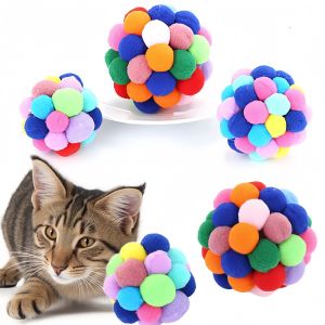 3pcs a set 6/8cm Colorful Plush Cat Toy Ball Self-Entertaining Interactive Kittens Playtime Accessory