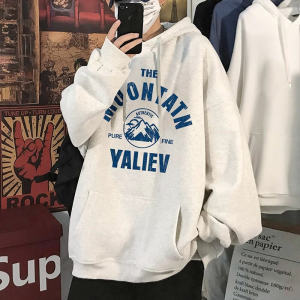 Heavyweight Hoodie Mens Pure Cotton Fleece Lined Thickened Autumn Winter Loose Couple Outerwear Casual Printed Sweatshirt