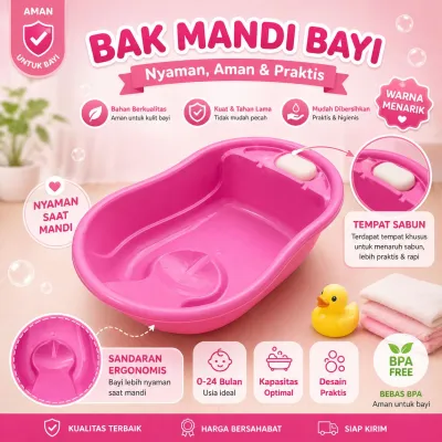 BAK MANDI BAYI / baby Bathtub / tempat mandi bayi anti slip aman nyaman murah
