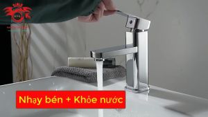 Vòi lavabo chậu rửa mặt nóng lạnh inox304 vuông cao 18cm mạ NIKENkiểu dáng nhỏ gọn hiện đại-KENISI VNLVK150