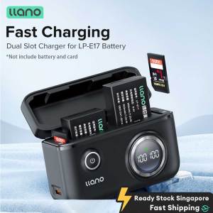 LLANO Canon LP-E17 Camera Battery Charger Dual Slot Digital Display with SD Card Storage Function For EOS-X81/750D/M6/EOS M3/760D/77D/EOS M5/800D/200D II/EOS 200D/850D/R10/EOS RP/M6 Mark II/R50