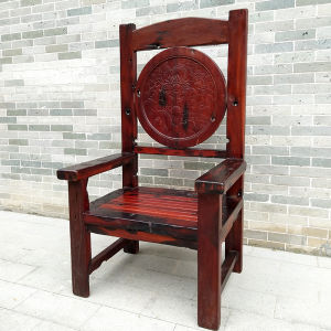 New Chinese Style Master Chair Solid Wood Carved Dragon Leisure Chair Antique Simulation Chair Zen Chair Circular Chair