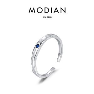 Modian Modian S925 Sterling Silver Colorful Crystals Ring Female Niche Design Cold Wind Tinfoil Texture Open Ring