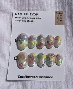 💐flower💐 gel nail เล็บเจลลายดอกไม้หลากสีสัน