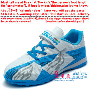 Boys Football Shoes TF Spikes 8 Years Old Kids Sneakers Girls New Fashion Style 29-39 Durable Velcro Cool Comfy Non-Slip Teenagers Pupils Sports Footwear Cleats Kindergarten Primary School Students Professional Athletic Training 7s Children Soccer Boots