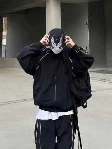 DAVID&ME | Colorblock Reflective Strips Standing Collar Sun-protective Quick-dry Cuffed Sweatshirt and Pants Set