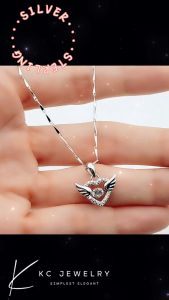 KC Jewelry S925 - White Gold Plated Diamond Wings Of Love Pendant