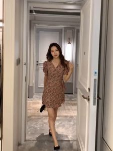 Floral Women Girl Dress Korean Temperament Loose Skirt Clothes Flower One Piece Large Swing Short Sleeve Dress