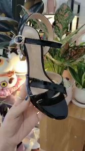 Giày sandal nữ đẹp hở mũi 7cm hàng hiệu rosata hai màu đen xám thời trang cao cấp ro386
