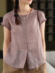 เสื้อเชิ้ตแขนกุดผ้าลินินคอตตอนบางสไตล์ฤดูร้อนสำหรับผู้หญิง ทรงหลวม ทรงเข้ารูป ไม่มีแขน ทรงหลวม ทรงเข้ารูป ทรงเข้ารูป