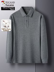 TUCANO | 100% Cotton Business Casual Long Sleeve Solid Color Polo Shirt