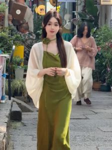 เสื้อคาร์ดิแกนแขนยาวผ้าชีฟองไหมน้ำแข็งสไตล์จีนใหม่สำหรับผู้หญิงในฤดูร้อน เสื้อคลุมกันแดดแบบบาง เสื้อคลุมกันหนาวแบบโปร่งใส เสื้อคลุมกันหนาวแบบบาง