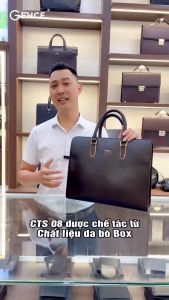 Cặp Da Nam Công Sở Túi Xách GENCE CTS08 Da Bò Cao Cấp Màu Nâu Có Dây Đeo Vai