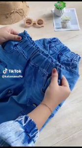 Kulot cargo anak usia 3-12tahun celana panjang anak cargo 6 kantong denim full karet