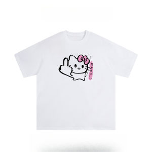 Sanrio | Miniso 2026 Hello Kitty Coffee Printed Couple T-shirt Casual Loose Round Neck Short-sleeve Fashionable Streetwear Clothing Top